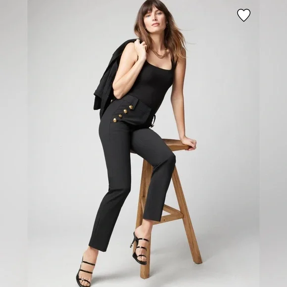 NWT WHBM Jolie Button Straight Lightweight Pants Size 14 L - Ankle 29โ Black - Picture 9 of 9